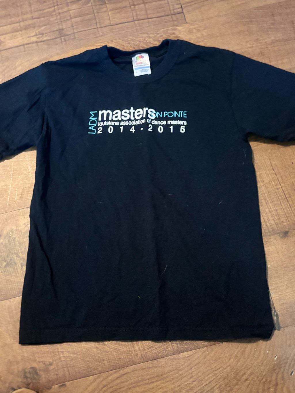 Fruit Of The Loom Black Tshirt With Light Blue Masters Print